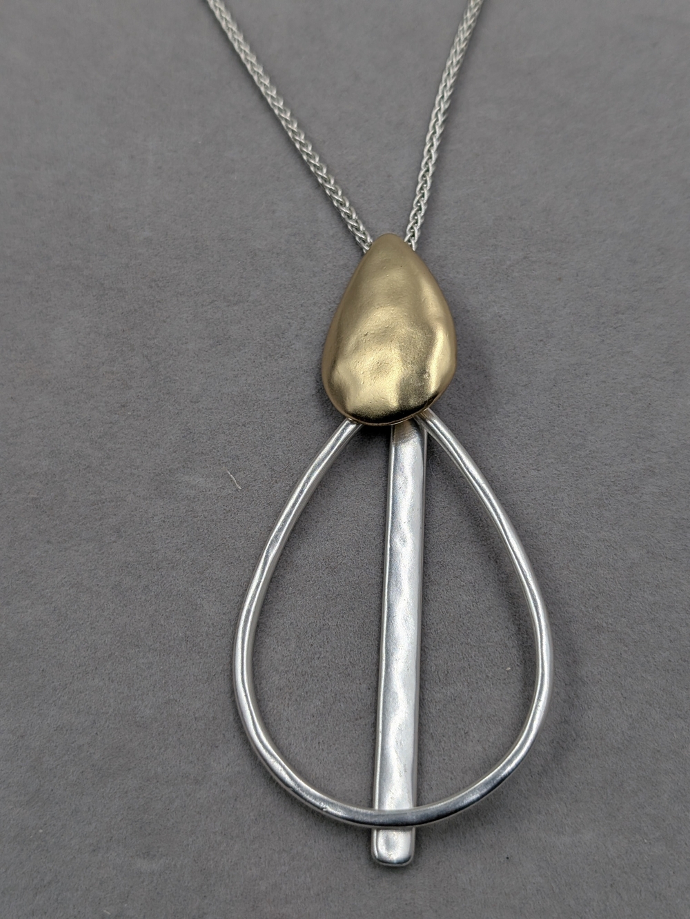 Lucky Brand Two-Tone Teardrop Pendant Necklace Mixed Metal | M242 Flawed